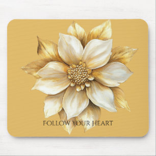 Mousepad Flor de Creme Dourada