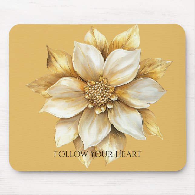 Mousepad Flor de Creme Dourada (Frente)
