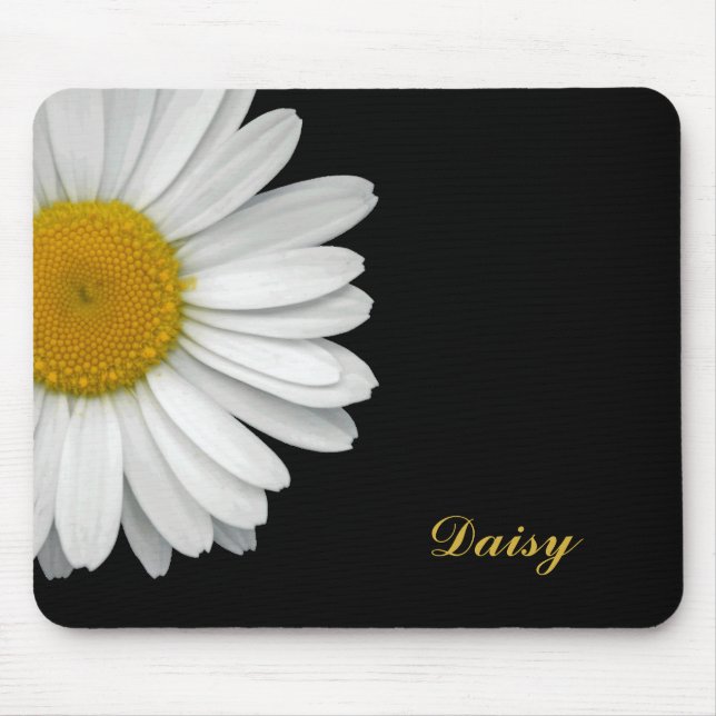Mousepad Flor de Daisy Moderno e Simples com Nome (Frente)