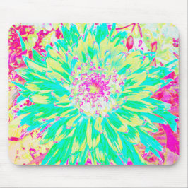 Mousepad Flor de Dália Amarelo e Magenta Decorativa