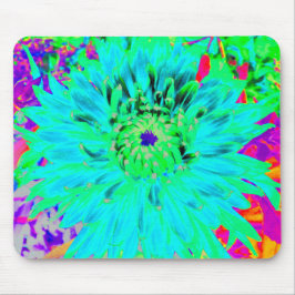 Mousepad Flor de Dália Decorativa Abstrata Aqua