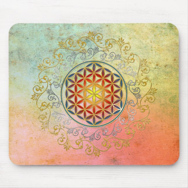 Mousepad Flor de DES Lebens da vida/Blume - ornamento IV BG (Frente)