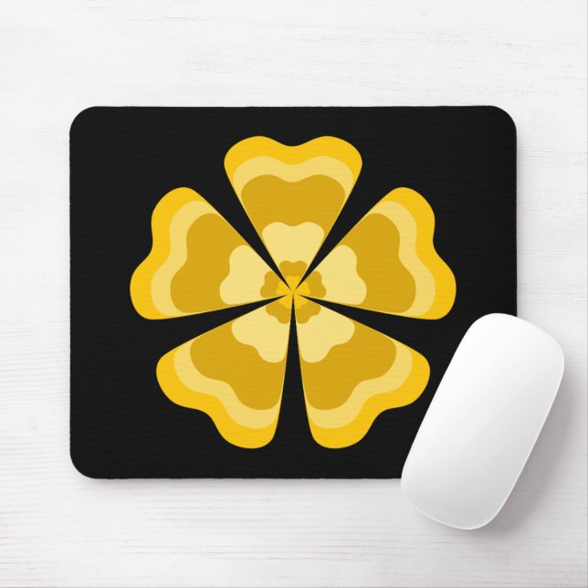 Mousepad Flor de Estilo Retro Amarelo (Com mouse)