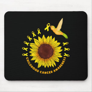 Mousepad Flor de Fita Dourada Ave Apoio Câncer Infantil A