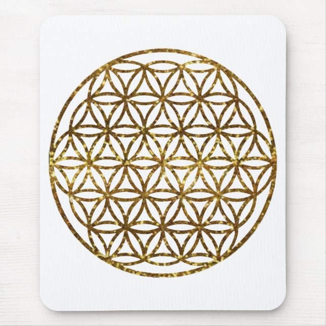 Mousepad Flor de flor da vida com brilho Dourado (Frente)