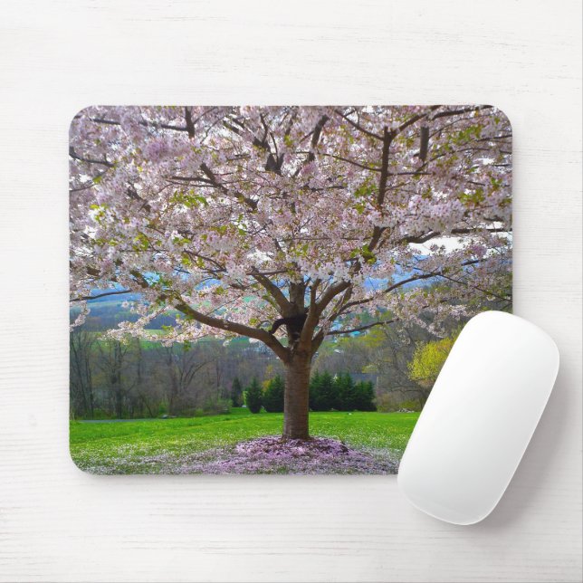 Mousepad Flor de Flor de Cereja Rosa com Flor com Florestas (Com mouse)