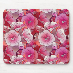 Mousepad Flor De Hibisco Branco, Rosa Tropical Elegante