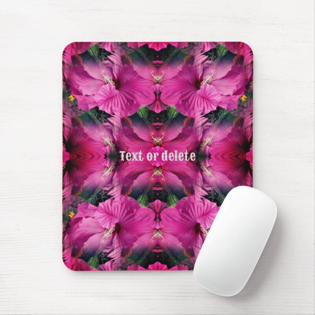 Mousepad Flor de Hibisco Rosa Multiplicada Personalizada (Com mouse)