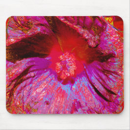 Mousepad Flor de Hibiscus Vermelho Retro Triquete Psicodéli