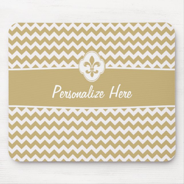 Mousepad Flor de lis branca Dourado personalizada de (Frente)