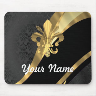 Mousepad Flor de lis Dourado no preto