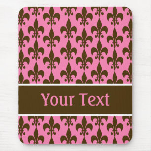 Mousepad Flor de lis personalizada Brown cor-de-rosa