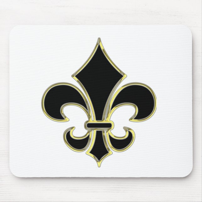 Mousepad Flor de lis preta & Dourado de Geaux (Frente)