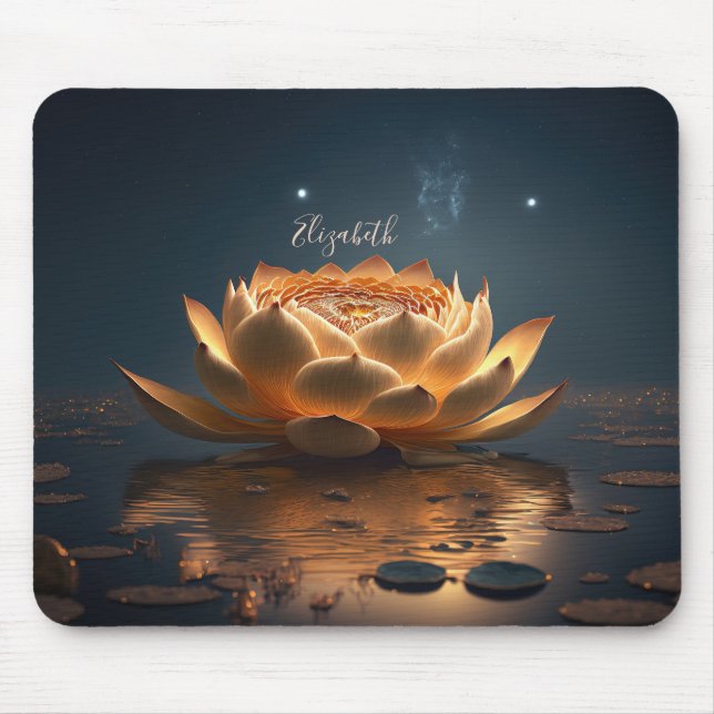 Mousepad Flor de Lótus Branca Escura, Zen (Frente)