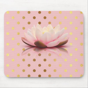 Mousepad Flor de lótus Dourado de Faux Adorável