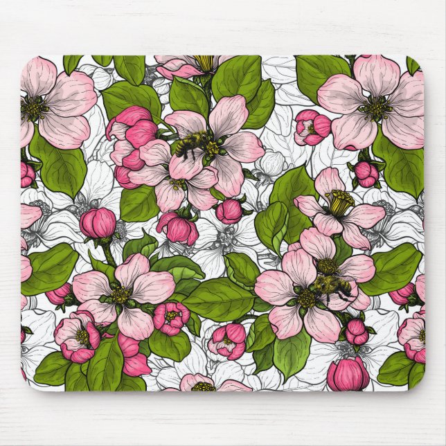 Mousepad Flor de maçã em branco (Frente)