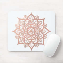 Mousepad Flor de Mandala Branca Elegante Rosa