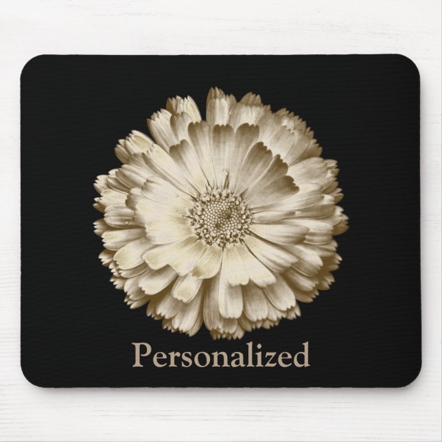 Mousepad Flor de margarida Bonito e Preta Personalizada (Frente)