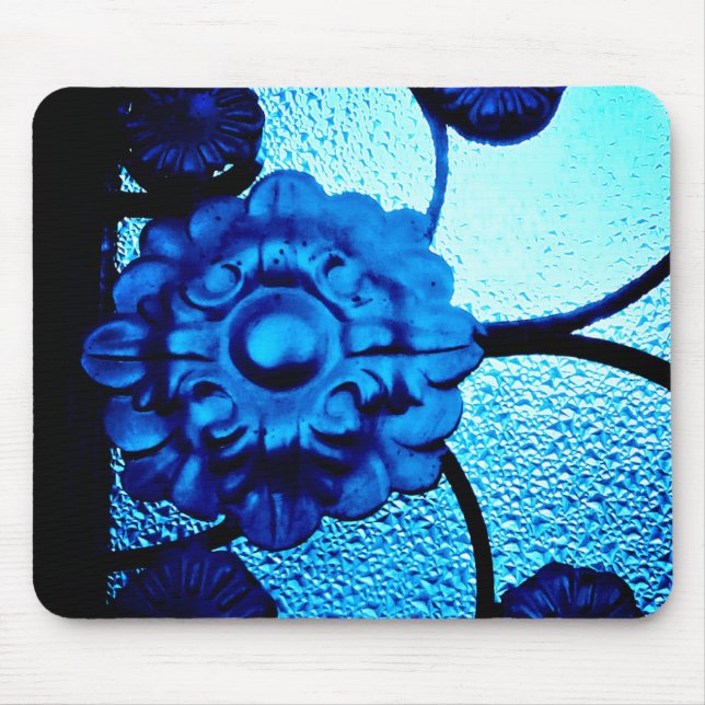 Mousepad Flor de metal azul (Frente)