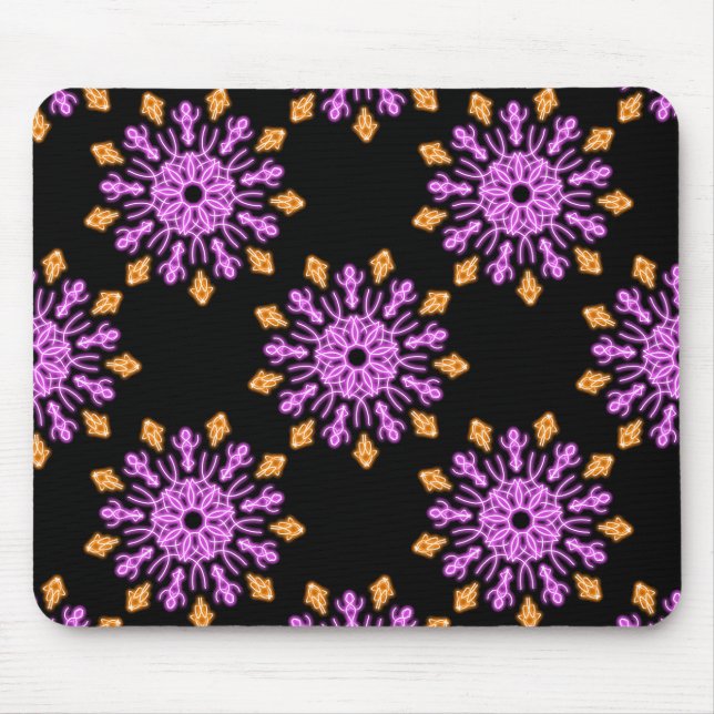 Mousepad Flor de néon rosa e laranja (Frente)