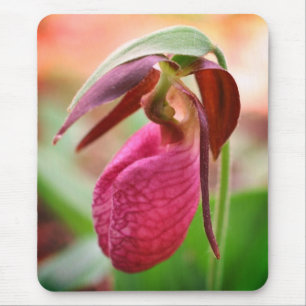 Mousepad Flor de Orquídea de Slipper Rosa Vibrante