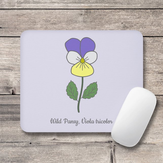 Mousepad Flor de Pastel Selvagem Botânica (Botanical Wild Pansy Mouse Pad)