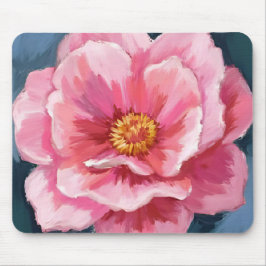 Mousepad Flor de Peônia Rosa Pintada Aquarela