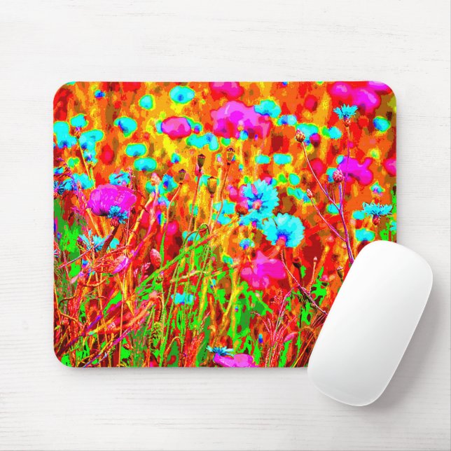 Mousepad Flor de Prados Selvagens no Estilo de Arte Pop (Com mouse)