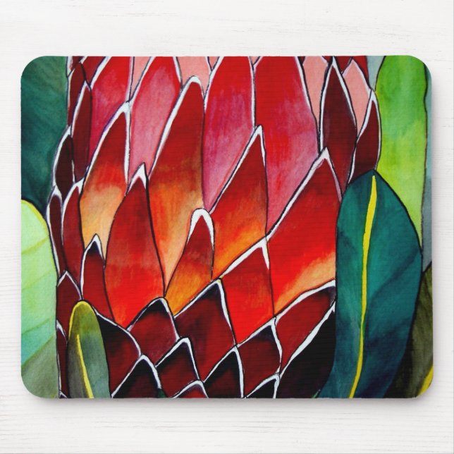 Mousepad Flor de Protea do Rei Vermelho (Frente)
