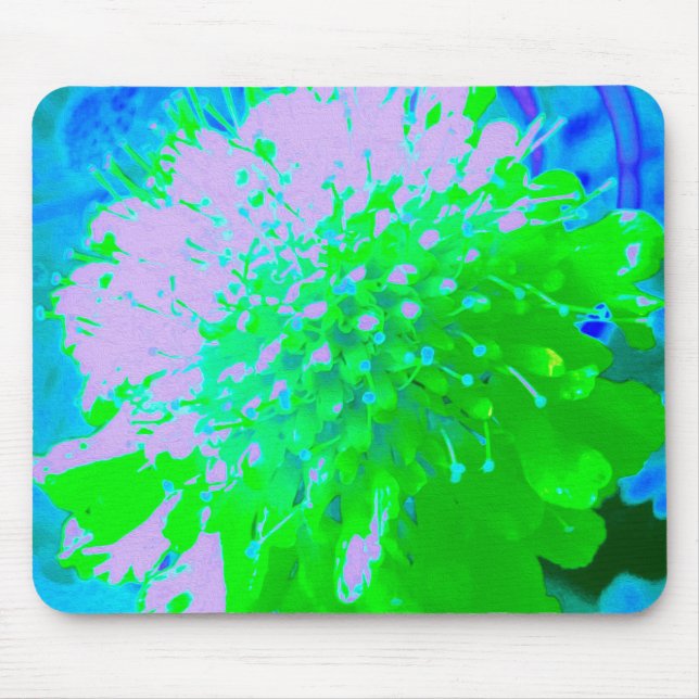 Mousepad Flor de Retró Abstrata em Lavanda e Verde Lima (Frente)