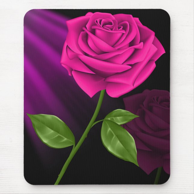 Mousepad Flor de Rosa rosa-quente elegante (Frente)