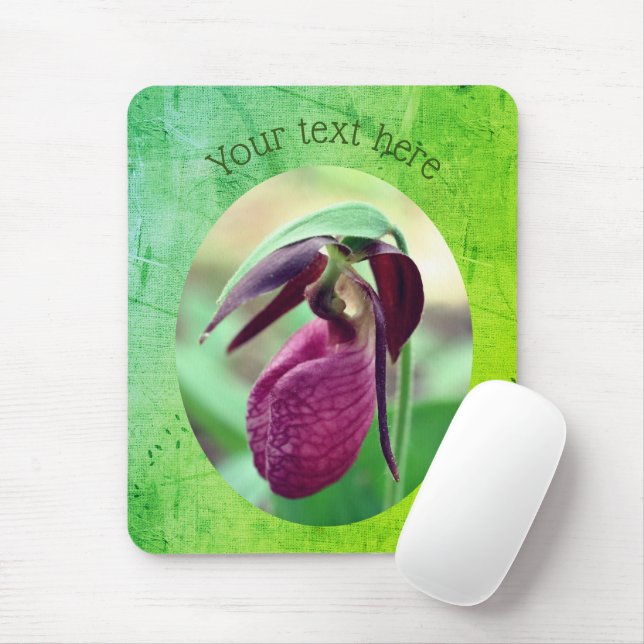 Mousepad Flor de Senhora Rosa Slipper Orchid Personalizado  (Com mouse)