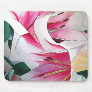 Mousepad Flor de triunfador branco e rosado