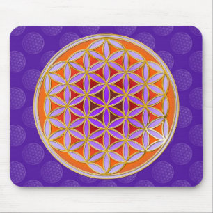 Mousepad Flor De Vida - Estilo De Botão Violeta Laranja