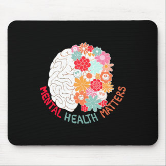 Mousepad Flor do Cérebro da Saúde Mental Conscientização e 