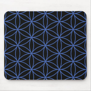 Mousepad Flor do grande teste padrão da vida - azul no