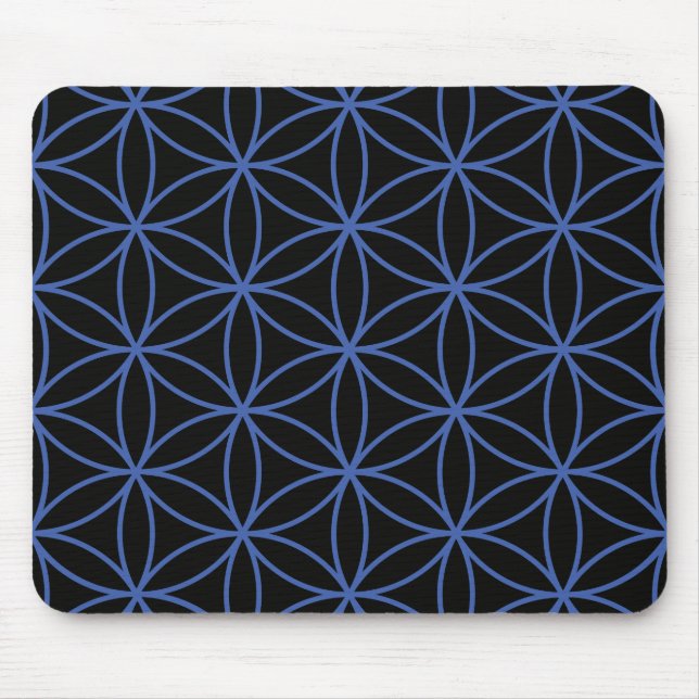 Mousepad Flor do grande teste padrão da vida - azul no (Frente)