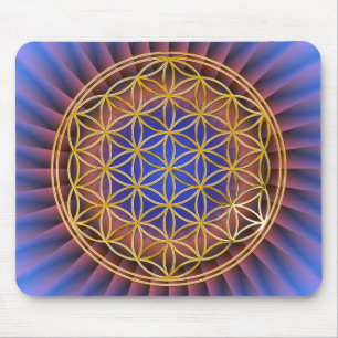 Mousepad Flor do ouro da vida , grande, luz do ble