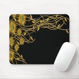 Mousepad Flor e videira amarelas douradas do Grunge