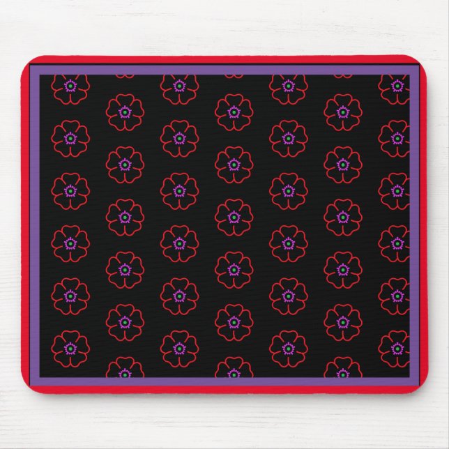 Mousepad Flor em um Fundo Preto Personalizado (Frente)