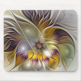 Mousepad Flor Fantasia Colorida Abstrata Fractal Moderna