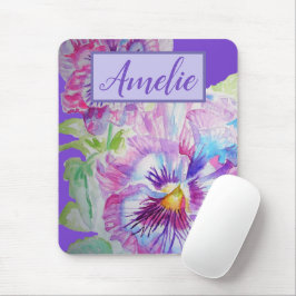 Mousepad Flor Floral Bonito Pansão de Aquarela