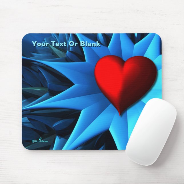 Mousepad Flor Fractal Blue Heart (Com mouse)