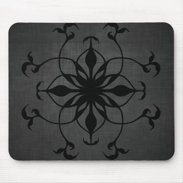 Mousepad Flor gótica em preto e cinza (Frente)