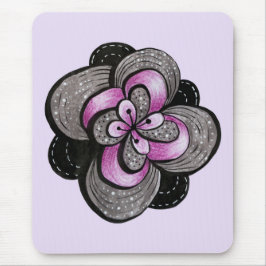 Mousepad Flor Gótica Purple Abstrato Floral Preto
