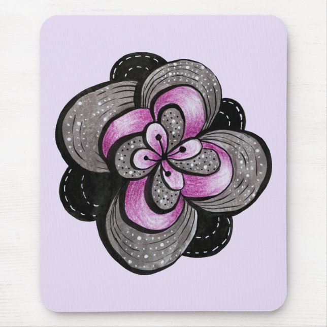 Mousepad Flor Gótica Purple Abstrato Floral Preto (Frente)