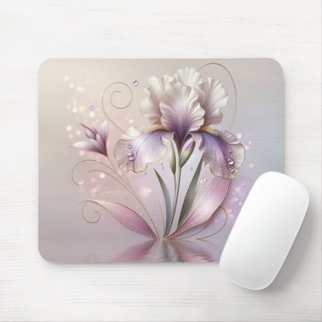 Mousepad Flor Íris Elegante com Dourado (Com mouse)