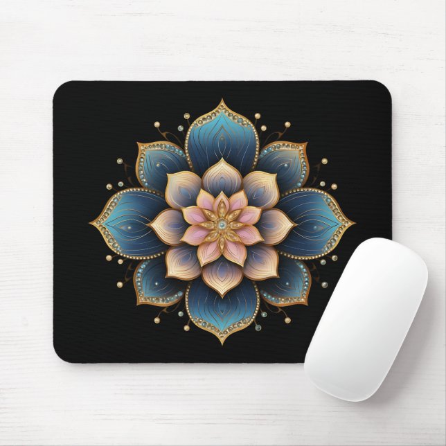 Mousepad Flor Mandala Lotus com Cristais Espumantes (Com mouse)