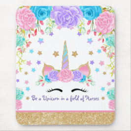 Mousepad Flor personalizada da aguarela do unicórnio