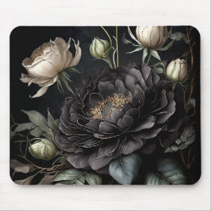 Mousepad Flor Preto Rosa de Disposição Gótica
